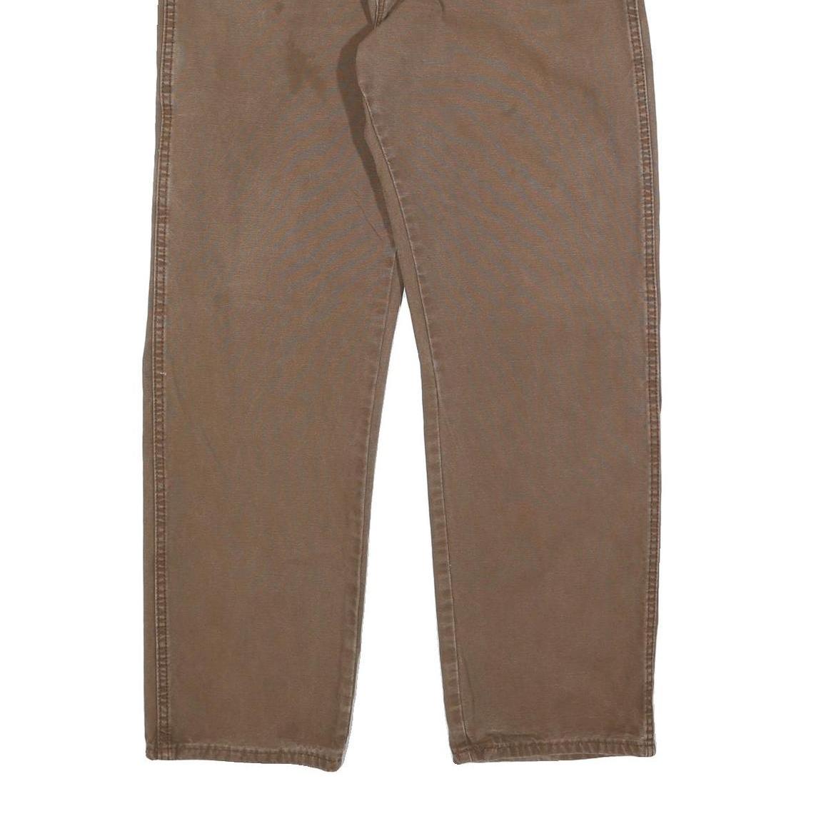 DICKIES Mens Cotton Brown Relaxed Straight Trousers W38 L32 Workwear Casual