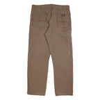 DICKIES Mens Cotton Brown Relaxed Straight Trousers W38 L32 Workwear Casual