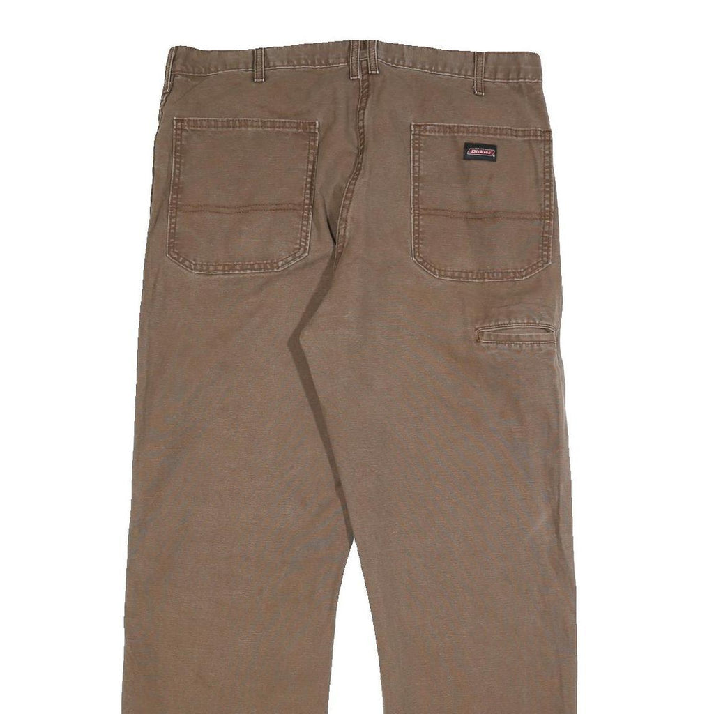 DICKIES Mens Cotton Brown Relaxed Straight Trousers W38 L32 Workwear Casual
