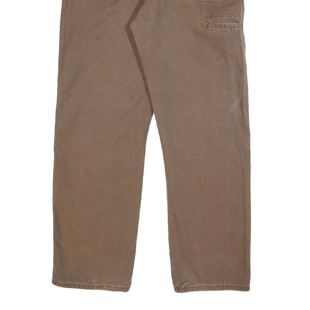 DICKIES Mens Cotton Brown Relaxed Straight Trousers W38 L32 Workwear Casual