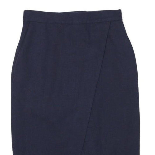 & OTHER STORIES Womens Navy Blue Pencil Knee Length Wool Blend Skirt S Tailored
