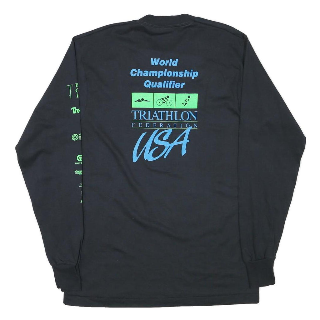 THE BEST Mens Black Tuxedo Brothers Duathlon Long Sleeve Crew Neck Graphic