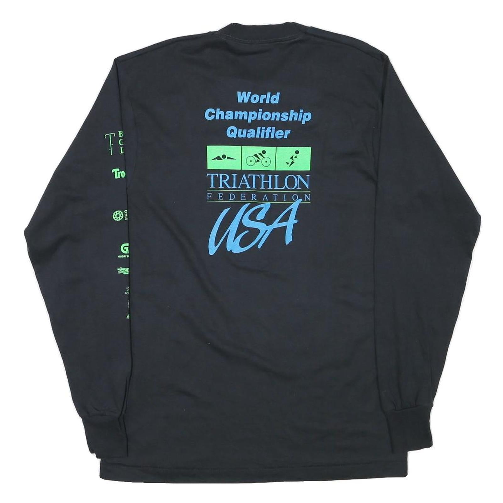 THE BEST Mens Black Tuxedo Brothers Duathlon Long Sleeve Crew Neck Graphic