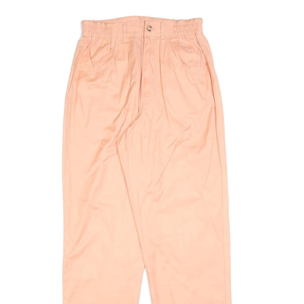 HENNES Womens Cotton Blend Peach Relaxed Straight Trousers W26 L32 Casual