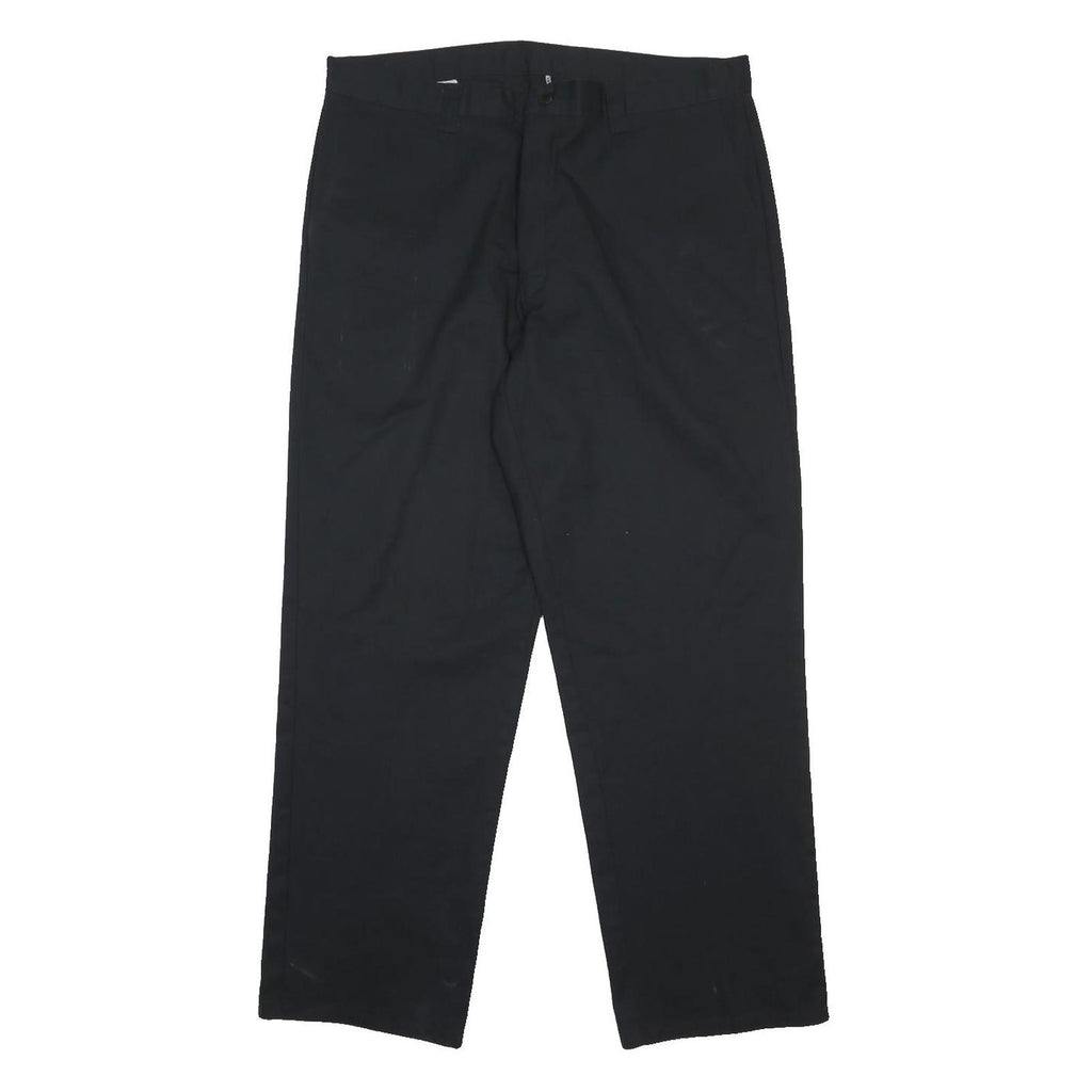DICKIES Mens Black Cotton Blend Regular Fit Straight Trousers W38 L32 Workwear