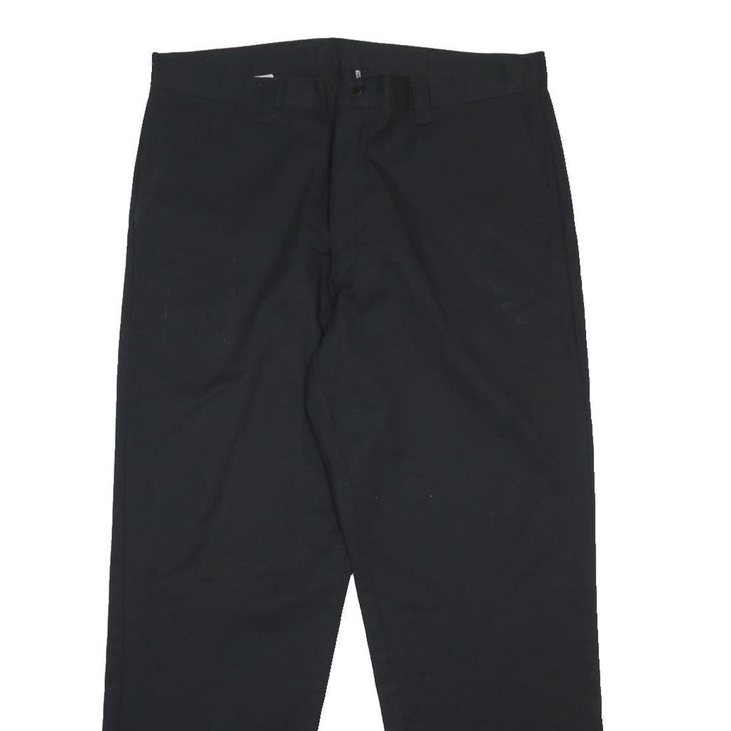 DICKIES Mens Black Cotton Blend Regular Fit Straight Trousers W38 L32 Workwear