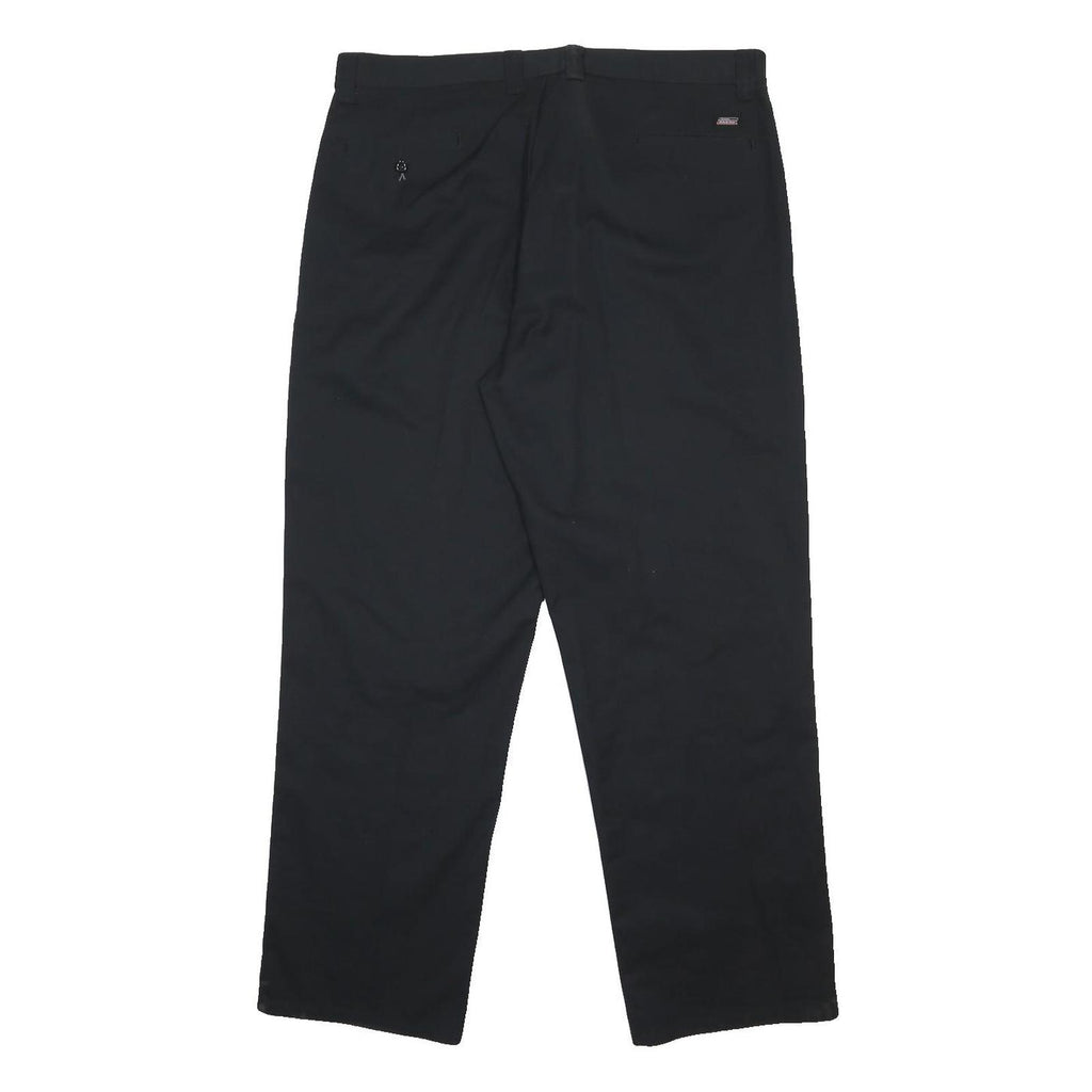 DICKIES Mens Black Cotton Blend Regular Fit Straight Trousers W38 L32 Workwear