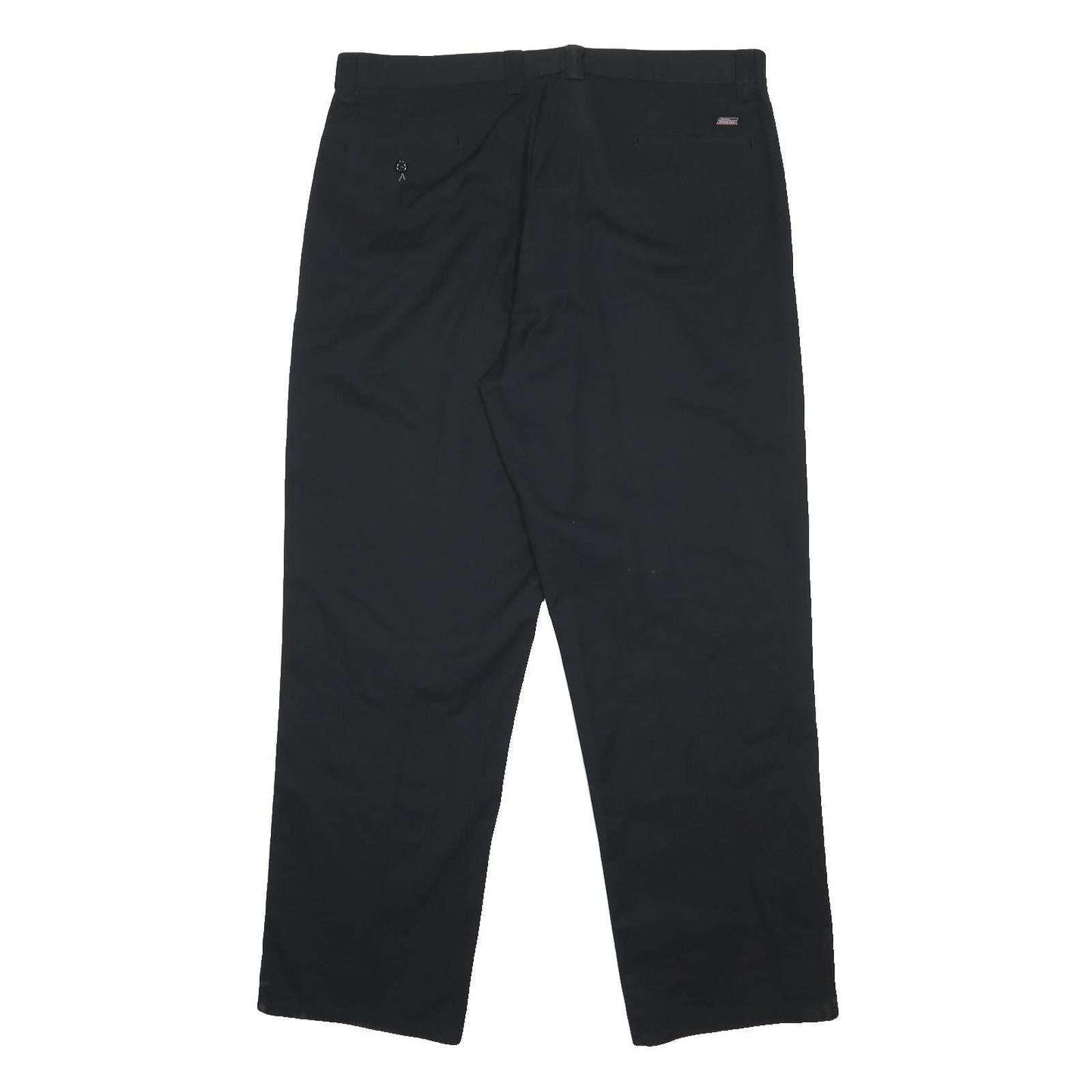 DICKIES Mens Black Cotton Blend Regular Fit Straight Trousers W38 L32 Workwear