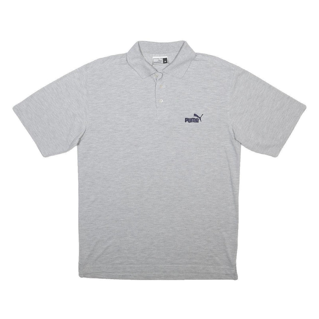 PUMA Mens Grey Short Sleeve Plain Polo Shirt M Cotton Blend Casual Sporty