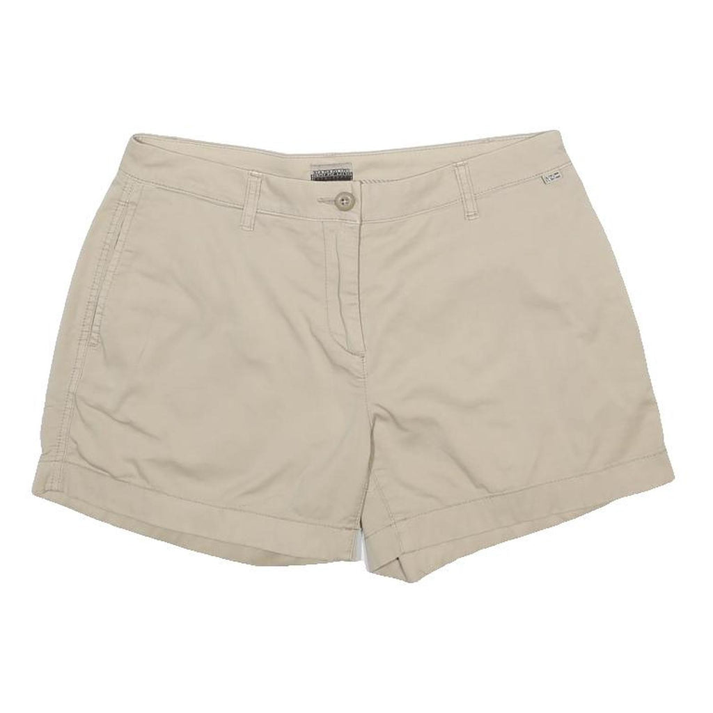 NAPAPIJRI Womens Shorts Beige Casual Plain UK 10 W32 Cotton Blend Comfortable