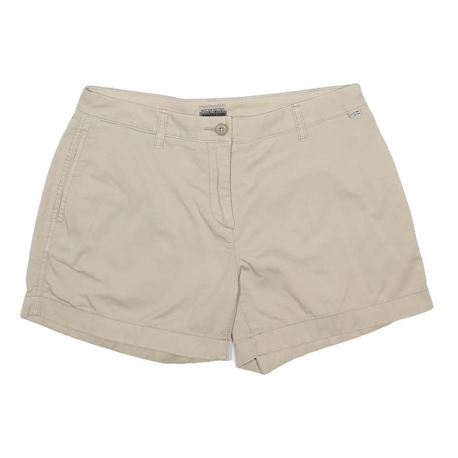 NAPAPIJRI Womens Shorts Beige Casual Plain UK 10 W32 Cotton Blend Comfortable