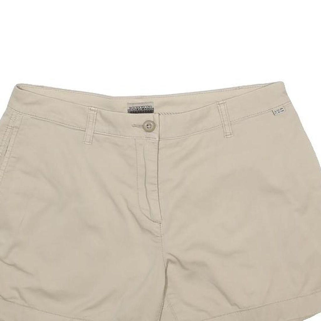 NAPAPIJRI Womens Shorts Beige Casual Plain UK 10 W32 Cotton Blend Comfortable