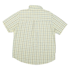 CHAPS Mens Yellow & Blue Checked Cotton Blend Short Sleeve Shirt L Casual Summer