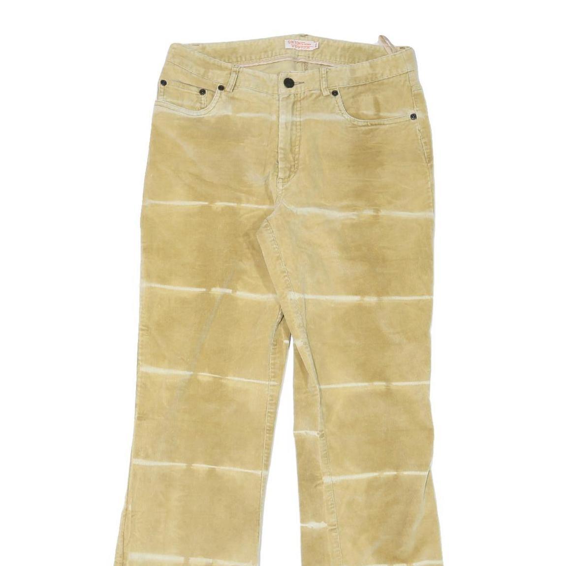 GIN TONIC Womens Cotton Blend Beige Tie Dye Regular Flared Trousers W29 L33