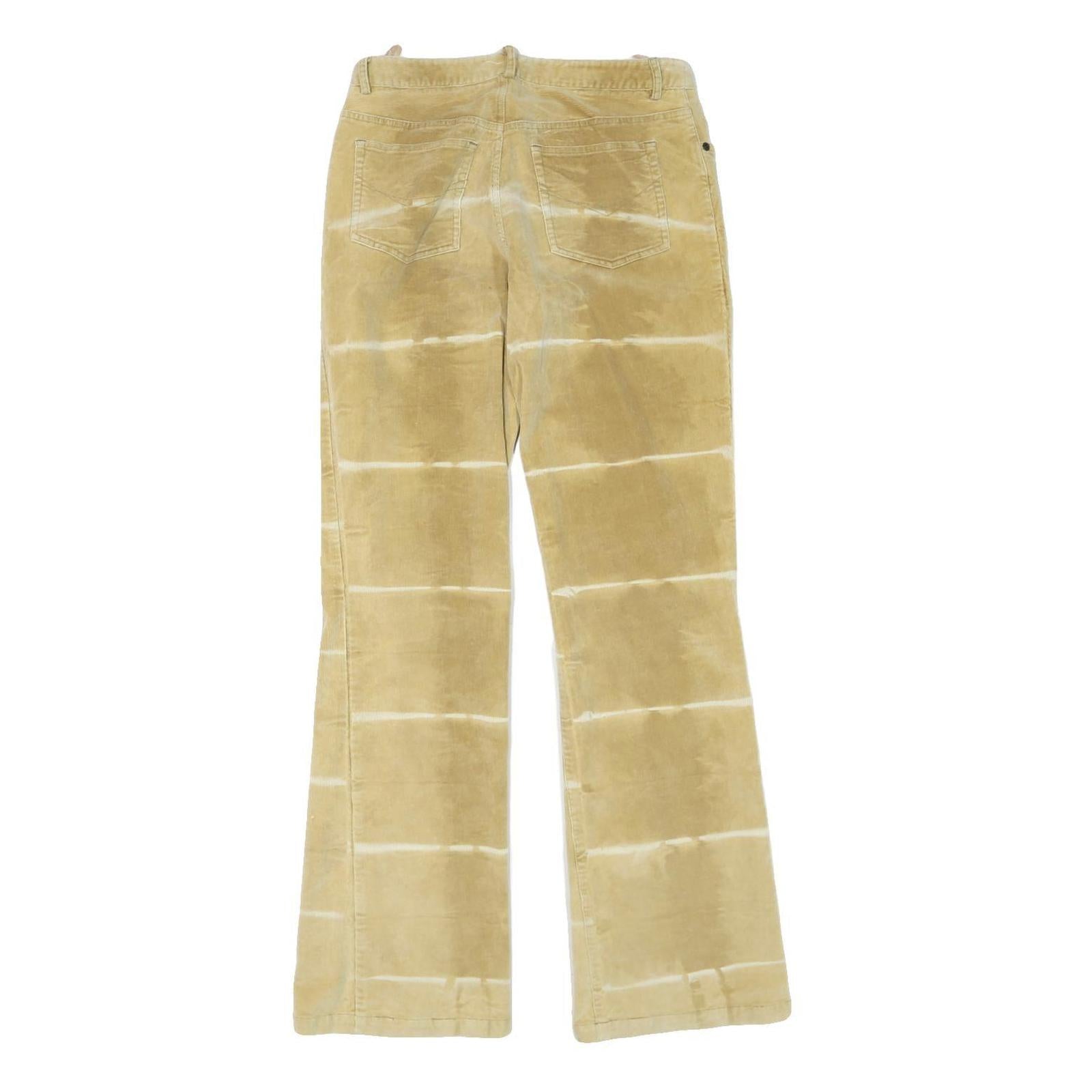 GIN TONIC Womens Cotton Blend Beige Tie Dye Regular Flared Trousers W29 L33