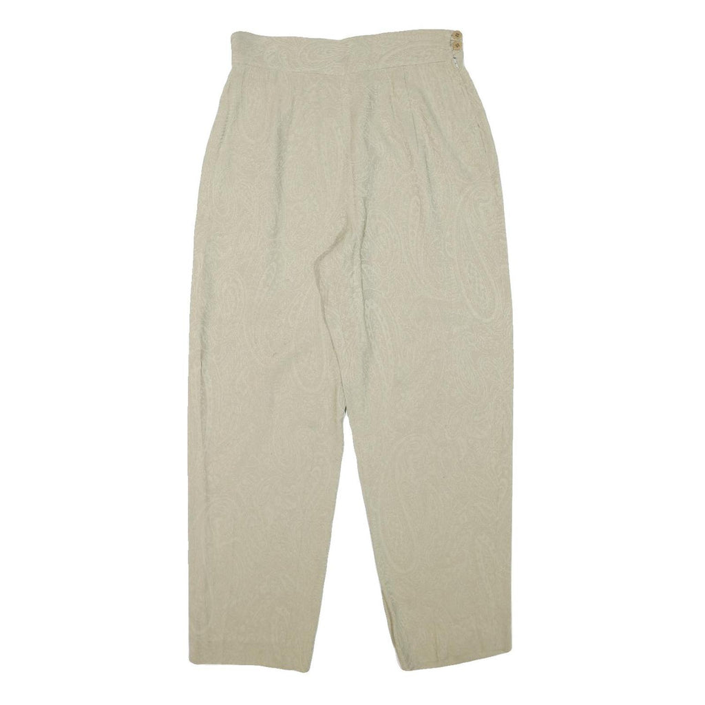 MANI Womens Relaxed Beige Acetate Trousers W30 L29 Paisley Zip Closure