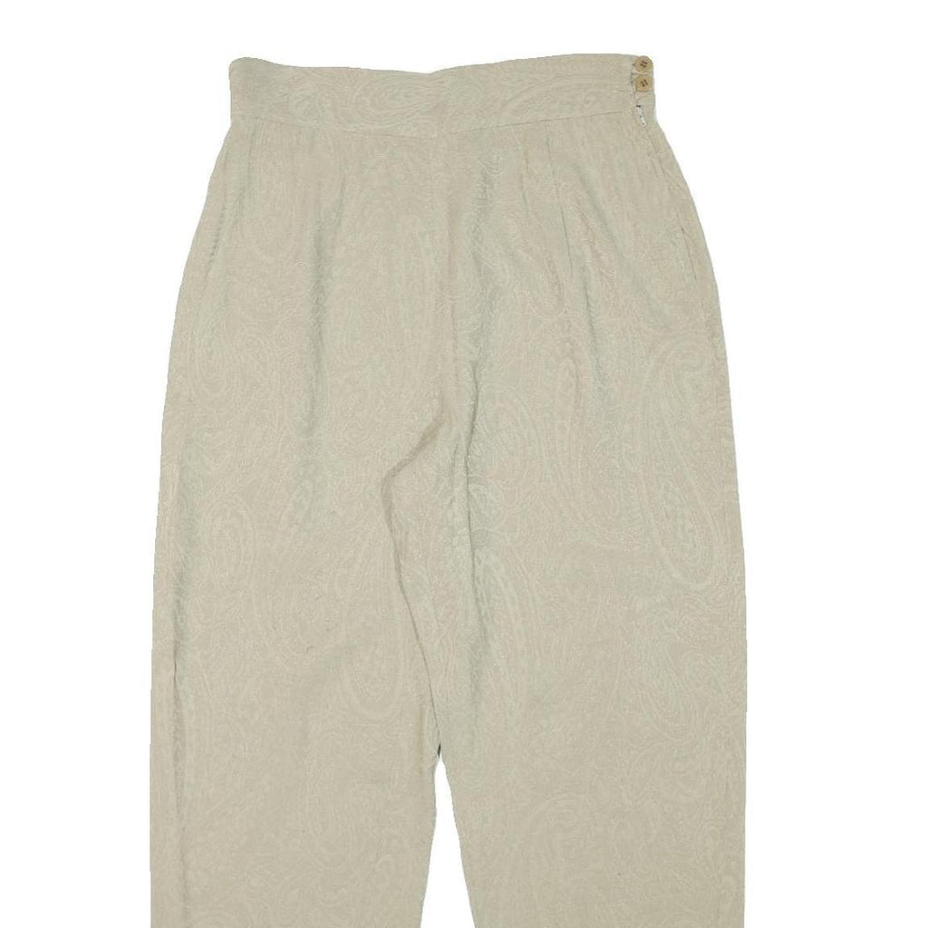 MANI Womens Relaxed Beige Acetate Trousers W30 L29 Paisley Zip Closure