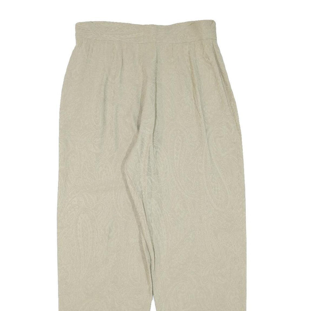 MANI Womens Relaxed Beige Acetate Trousers W30 L29 Paisley Zip Closure