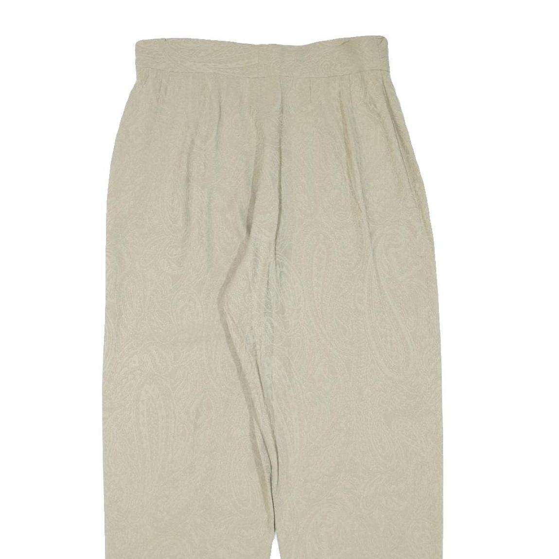 MANI Womens Relaxed Beige Acetate Trousers W30 L29 Paisley Zip Closure