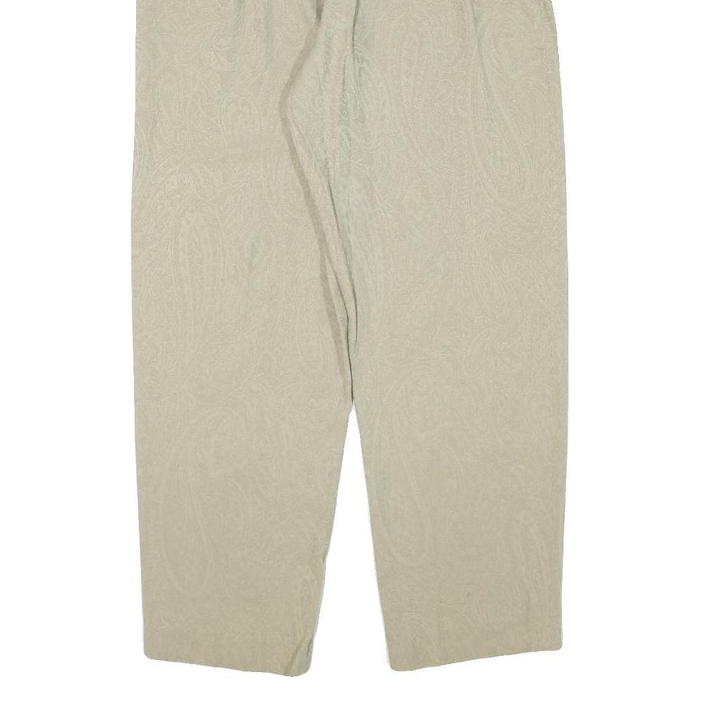 MANI Womens Relaxed Beige Acetate Trousers W30 L29 Paisley Zip Closure