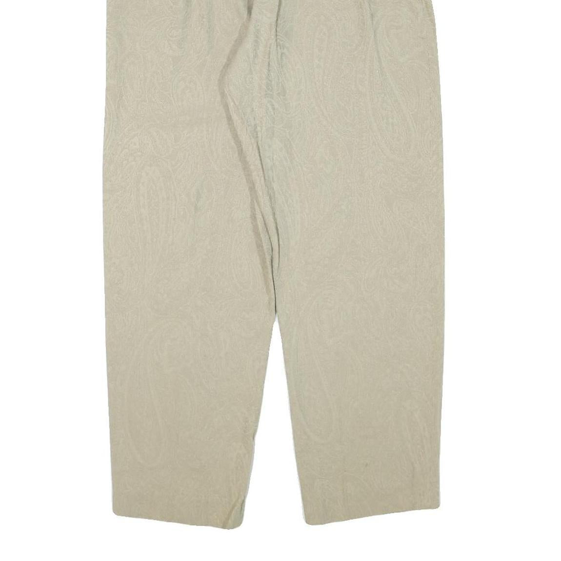 MANI Womens Relaxed Beige Acetate Trousers W30 L29 Paisley Zip Closure