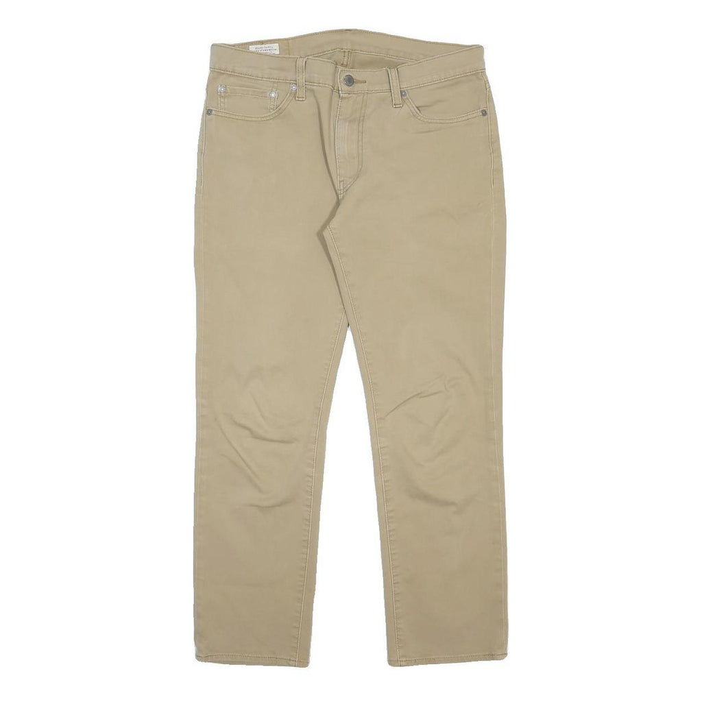 LEVI'S Mens Cotton Blend Beige Slim Slim Fit Trousers W32 L27 Casual Zip Closure