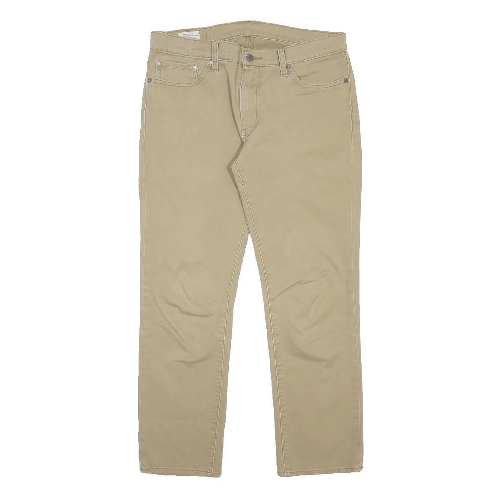 LEVI'S Mens Cotton Blend Beige Slim Slim Fit Trousers W32 L27 Casual Zip Closure