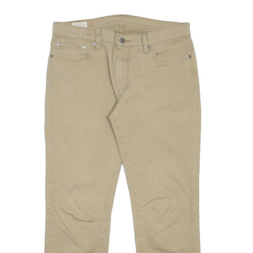 LEVI'S Mens Cotton Blend Beige Slim Slim Fit Trousers W32 L27 Casual Zip Closure