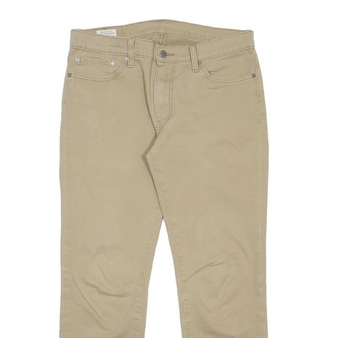 LEVI'S Mens Cotton Blend Beige Slim Slim Fit Trousers W32 L27 Casual Zip Closure