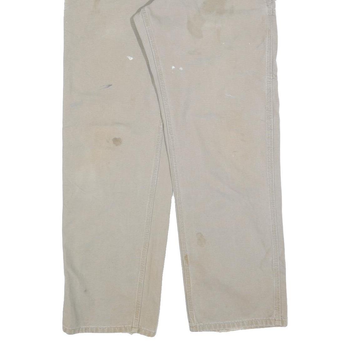CARHARTT Mens Beige Cotton Blend Canvas Regular Fit Straight Trousers W32 L32