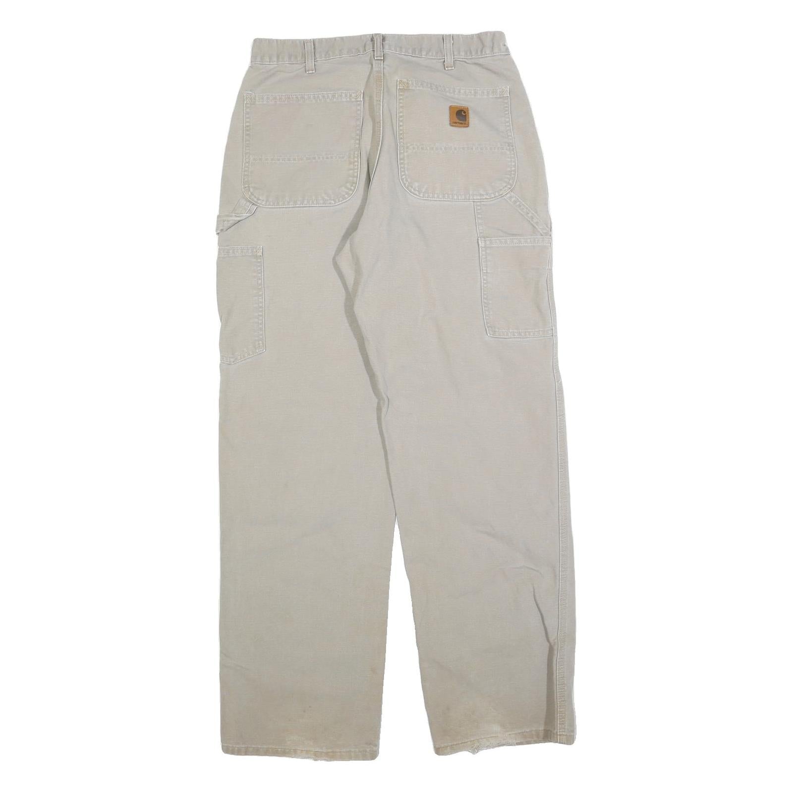 CARHARTT Mens Beige Cotton Blend Canvas Regular Fit Straight Trousers W32 L32