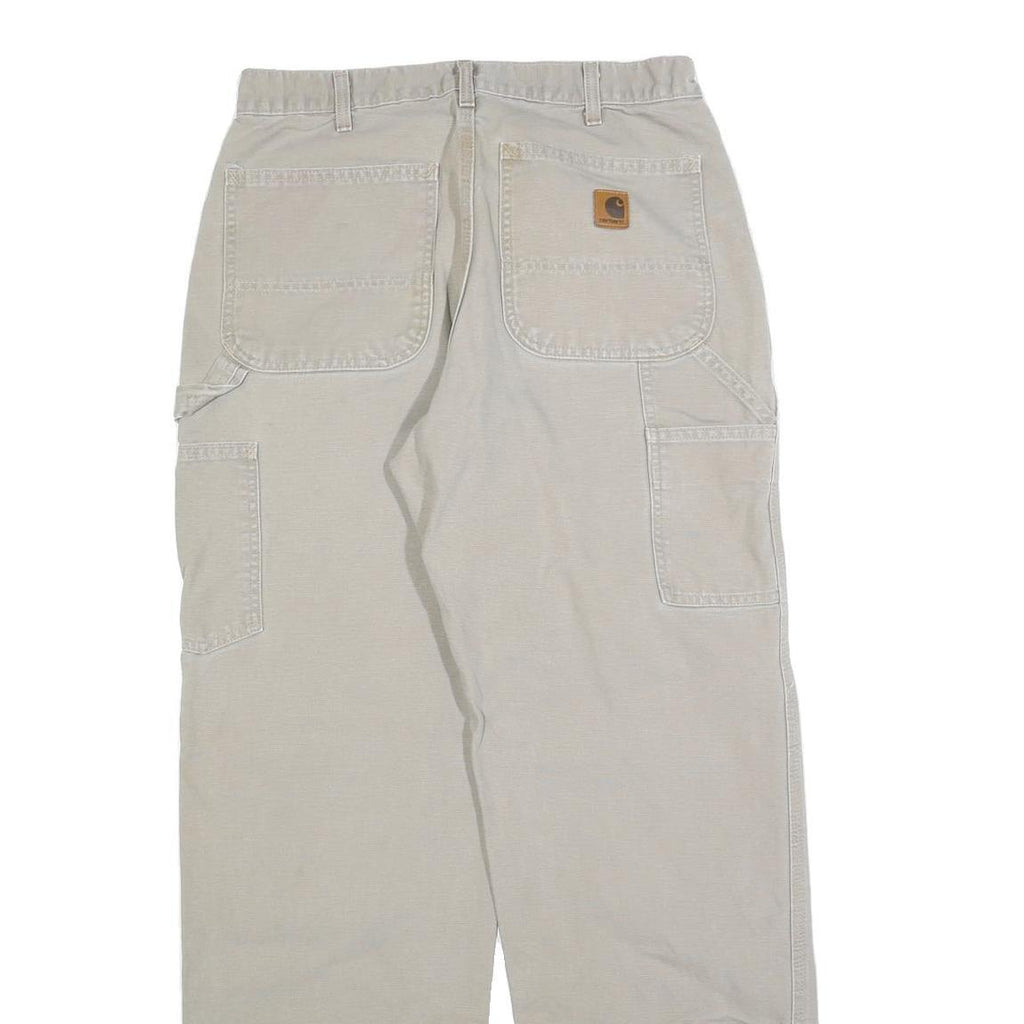 CARHARTT Mens Beige Cotton Blend Canvas Regular Fit Straight Trousers W32 L32