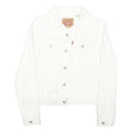LEVI'S Womens White Denim Jacket L Cotton Blend Button Plain Classic Fit