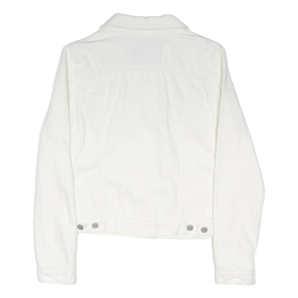 LEVI'S Womens White Denim Jacket L Cotton Blend Button Plain Classic Fit