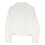 LEVI'S Womens White Denim Jacket L Cotton Blend Button Plain Classic Fit