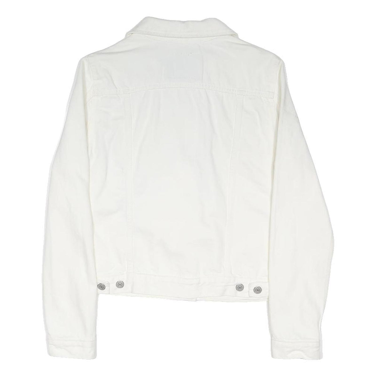 LEVI'S Womens White Denim Jacket L Cotton Blend Button Plain Classic Fit