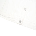 LEVI'S Womens White Denim Jacket L Cotton Blend Button Plain Classic Fit