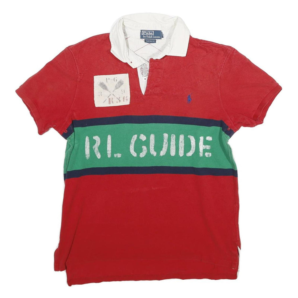 POLO RALPH LAUREN Womens Red & Green RL Guide Cotton Short Sleeve M Polo Shirt
