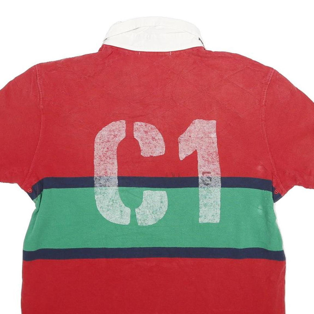 POLO RALPH LAUREN Womens Red & Green RL Guide Cotton Short Sleeve M Polo Shirt
