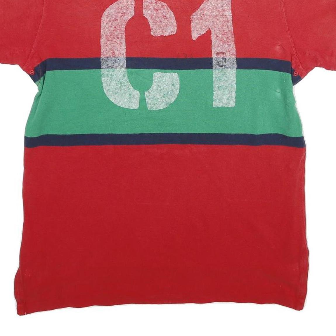 POLO RALPH LAUREN Womens Red & Green RL Guide Cotton Short Sleeve M Polo Shirt