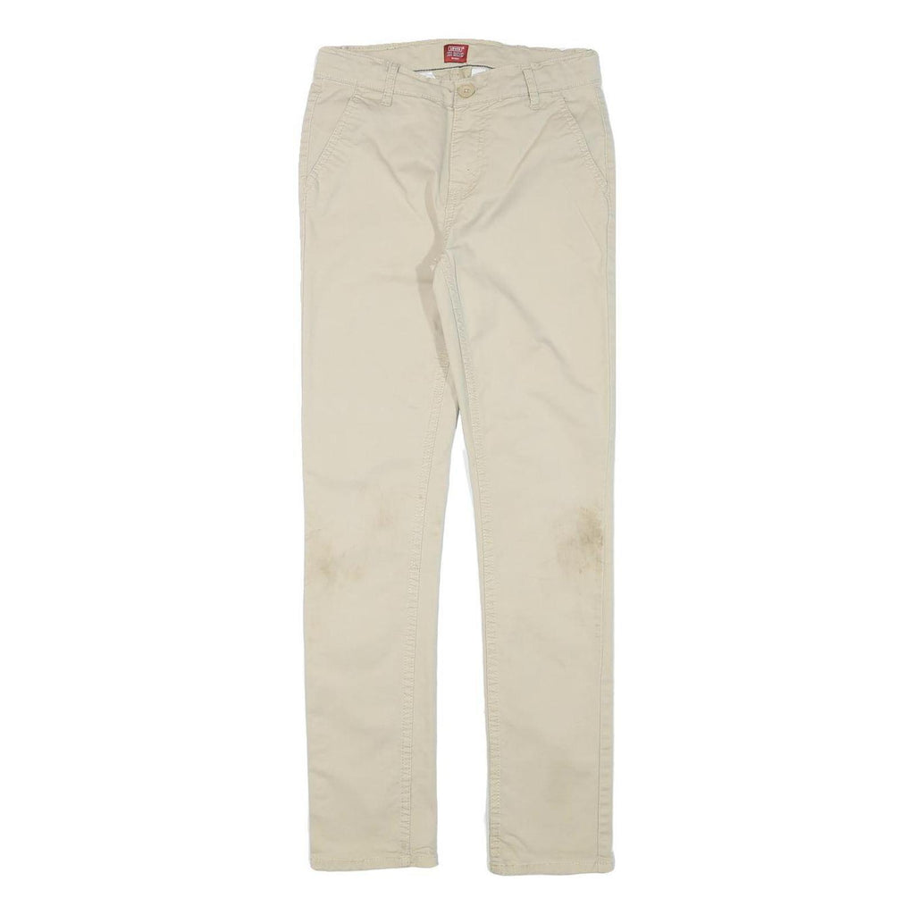 LEVI'S Boys Slim Beige Cotton Blend Trousers W26 L28 Zip Casual Youth