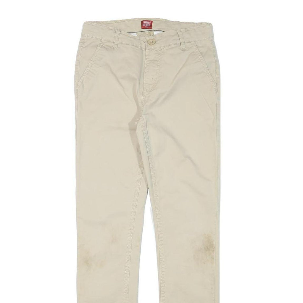 LEVI'S Boys Slim Beige Cotton Blend Trousers W26 L28 Zip Casual Youth