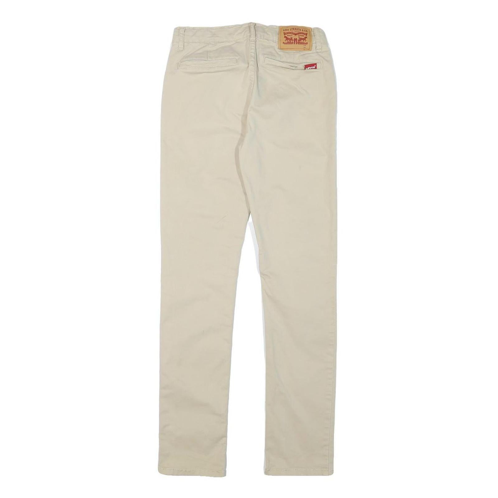 LEVI'S Boys Slim Beige Cotton Blend Trousers W26 L28 Zip Casual Youth
