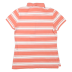 TOMMY HILFIGER Womens Coral & White Stripe Short Sleeve Polo Shirt L Casual