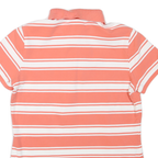 TOMMY HILFIGER Womens Coral & White Stripe Short Sleeve Polo Shirt L Casual