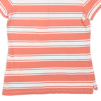 TOMMY HILFIGER Womens Coral & White Stripe Short Sleeve Polo Shirt L Casual