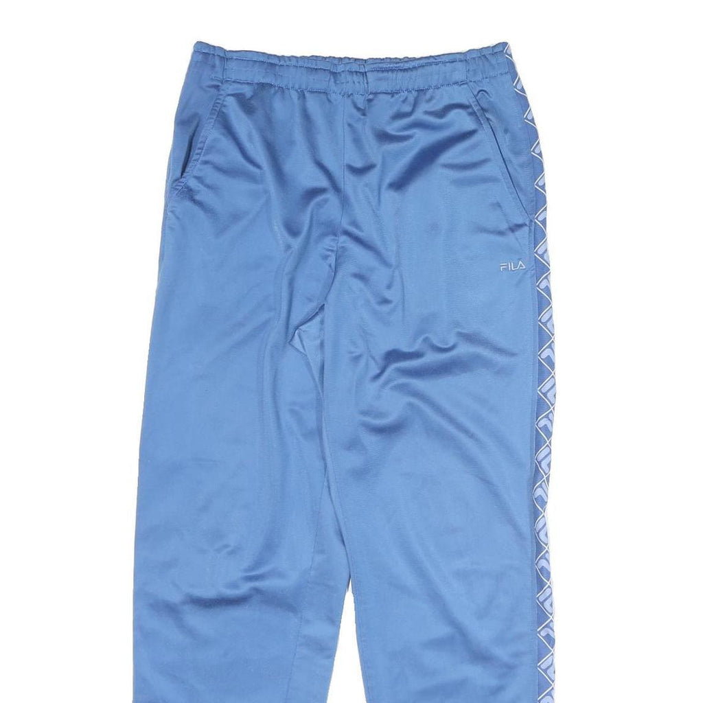 FILA Mens Joggers Blue & White Regular Straight M W28 L29 Cotton Blend Logo Tape