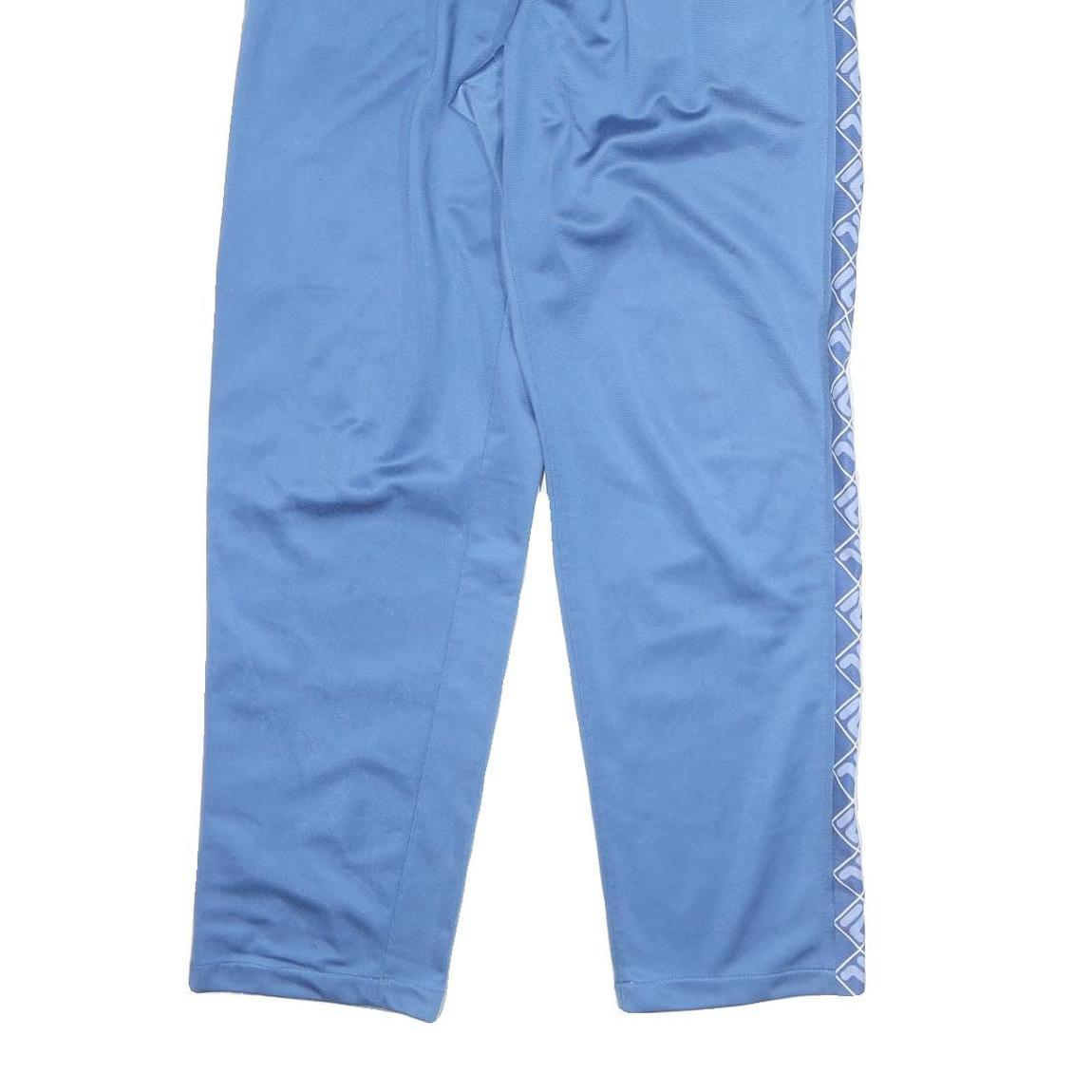 FILA Mens Joggers Blue & White Regular Straight M W28 L29 Cotton Blend Logo Tape