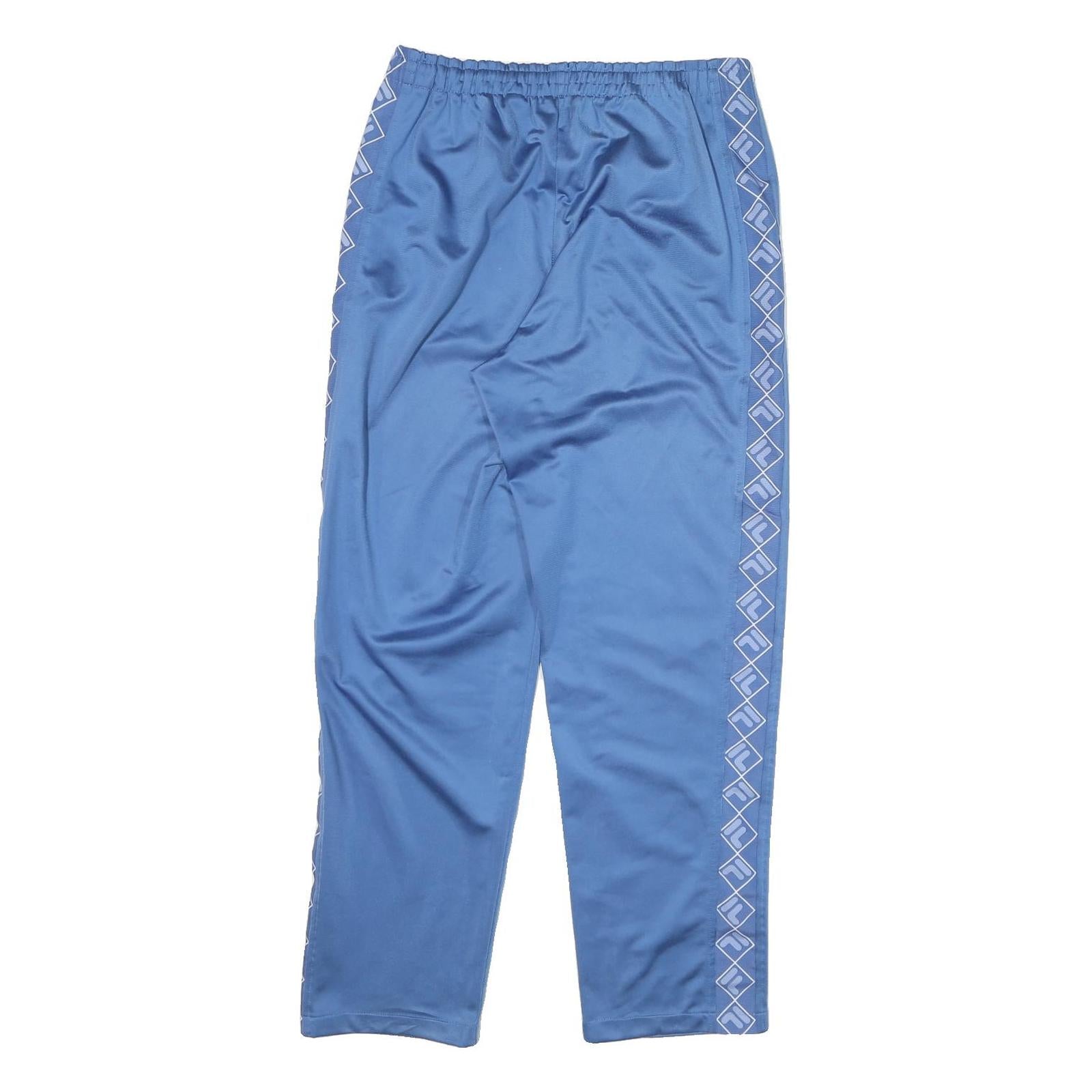 FILA Mens Joggers Blue & White Regular Straight M W28 L29 Cotton Blend Logo Tape