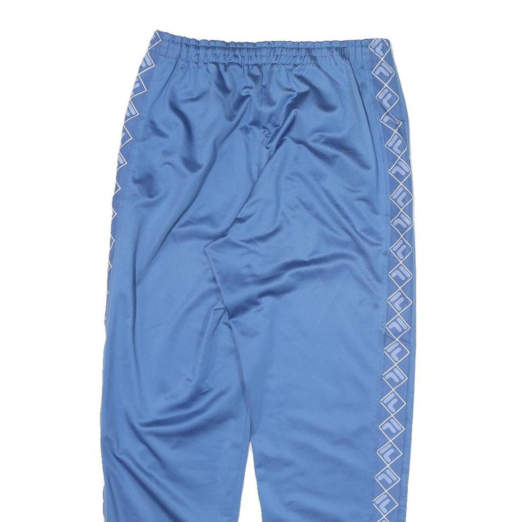 FILA Mens Joggers Blue & White Regular Straight M W28 L29 Cotton Blend Logo Tape